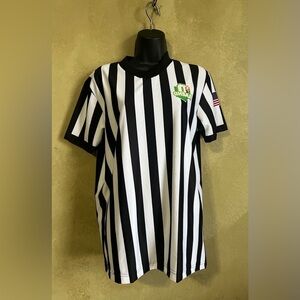 SMITTY Black & White Stripe Officials Body Flex Short Sleeve Shirt Men XL NWT